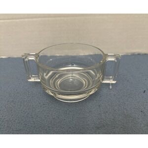 MCM Joe Colombo Arno Clear Glass Double Handled Soup Bowl from Italy